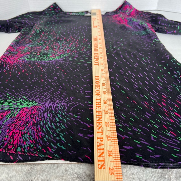 Chic Artistic Feminine 100% Silk Charmeuse Blouse Black & Vivid Print Women’s S - Picture 6 of 10